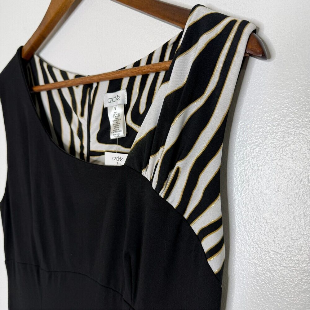 Cache 6 Black White Zebra Print Bodycon Dress Elegant Cocktail Party Chic NEW